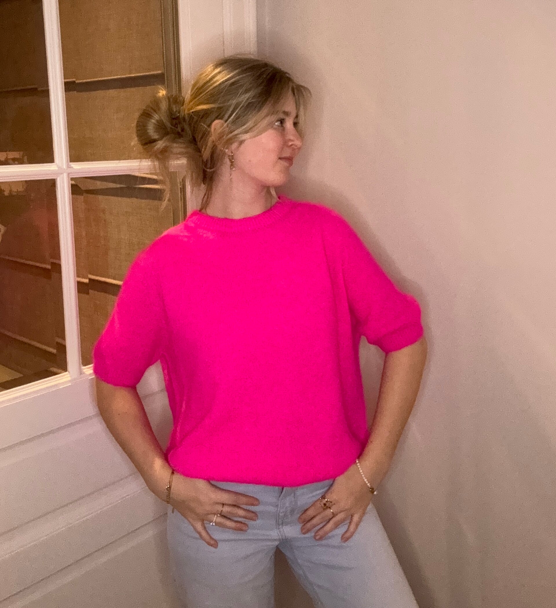 Juna short sleeve fel roze