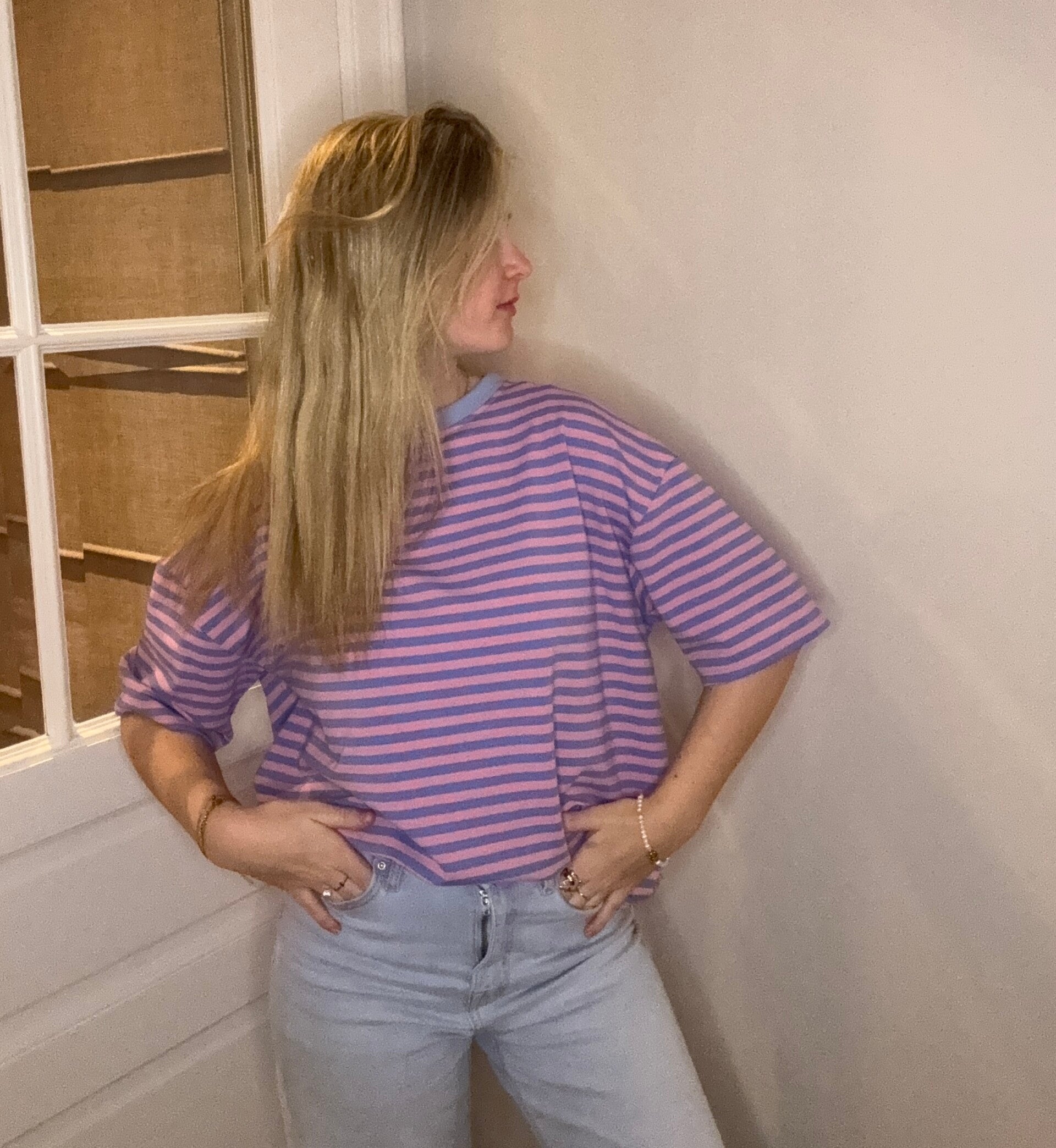 Lovi short sleeve blauw en roos