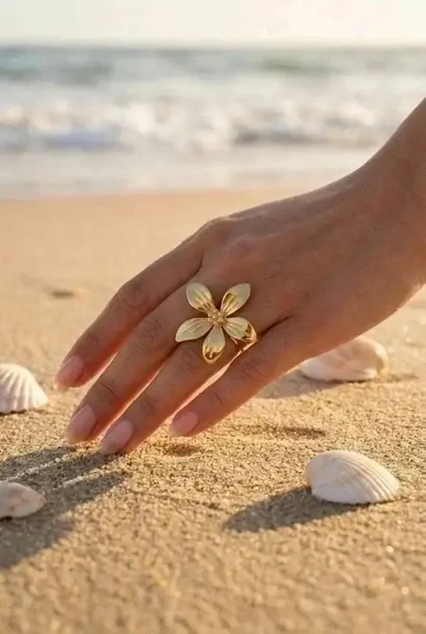 Floral ring goud