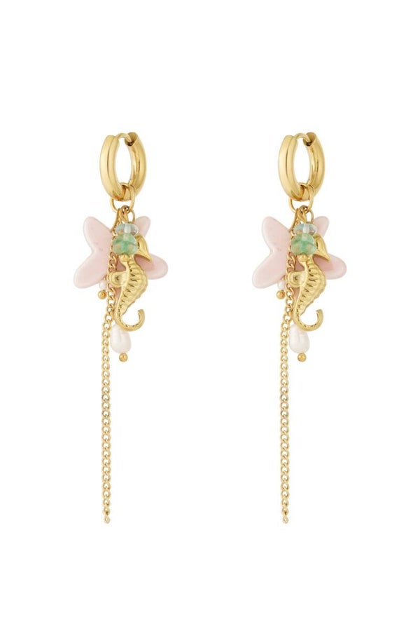 Summer seahorse oorbellen (goud)