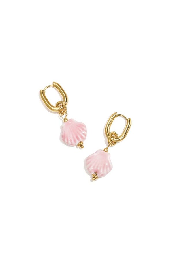 Shell roos oorbellen (goud)