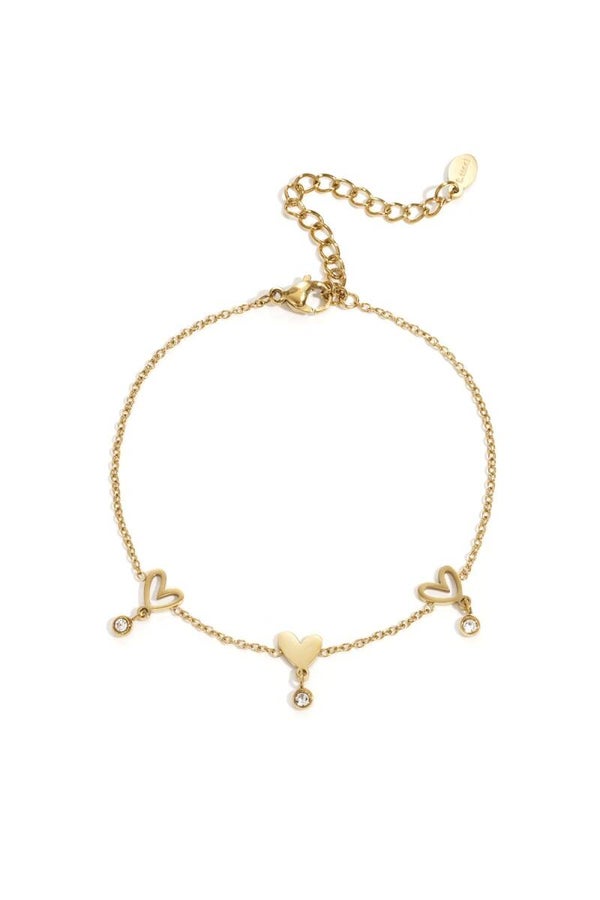 Diamond heart armband (goud)