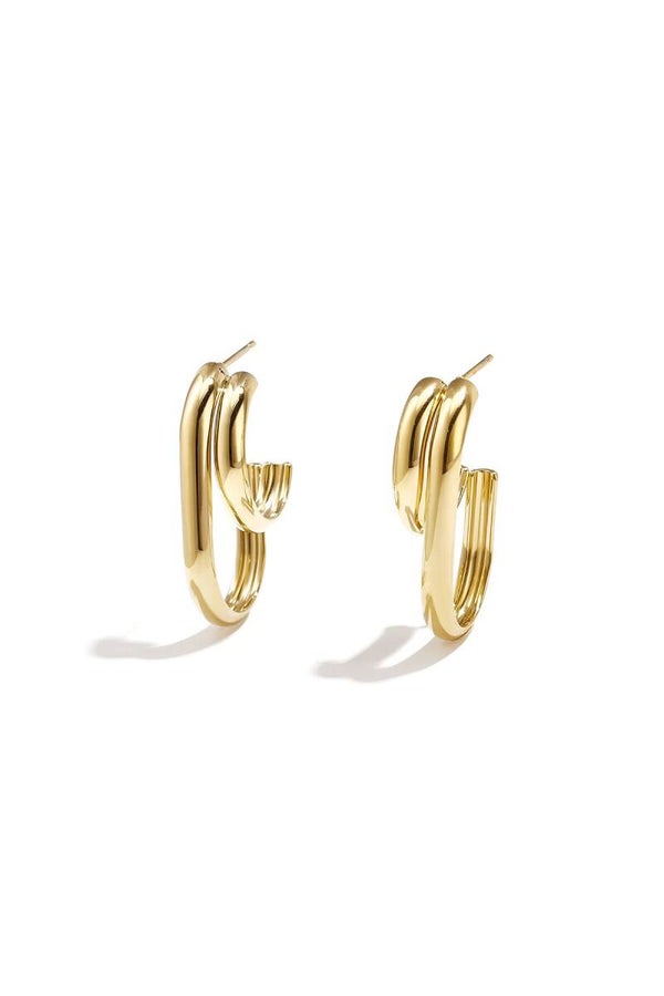Double squoval oorbellen (goud)