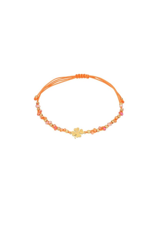 Lucky charm oranje armband (goud)