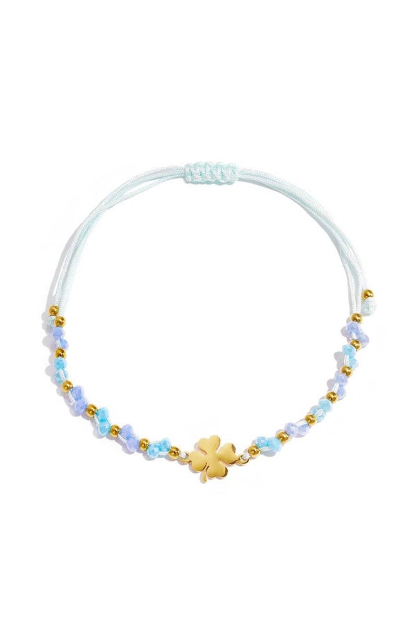 Lucky charm blauw armband (goud)