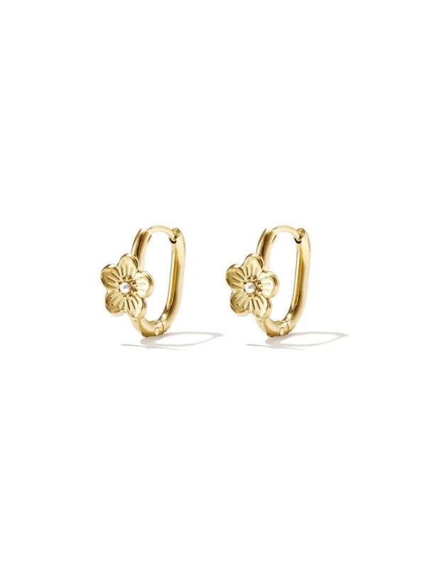Mini bloem oorbellen (goud)