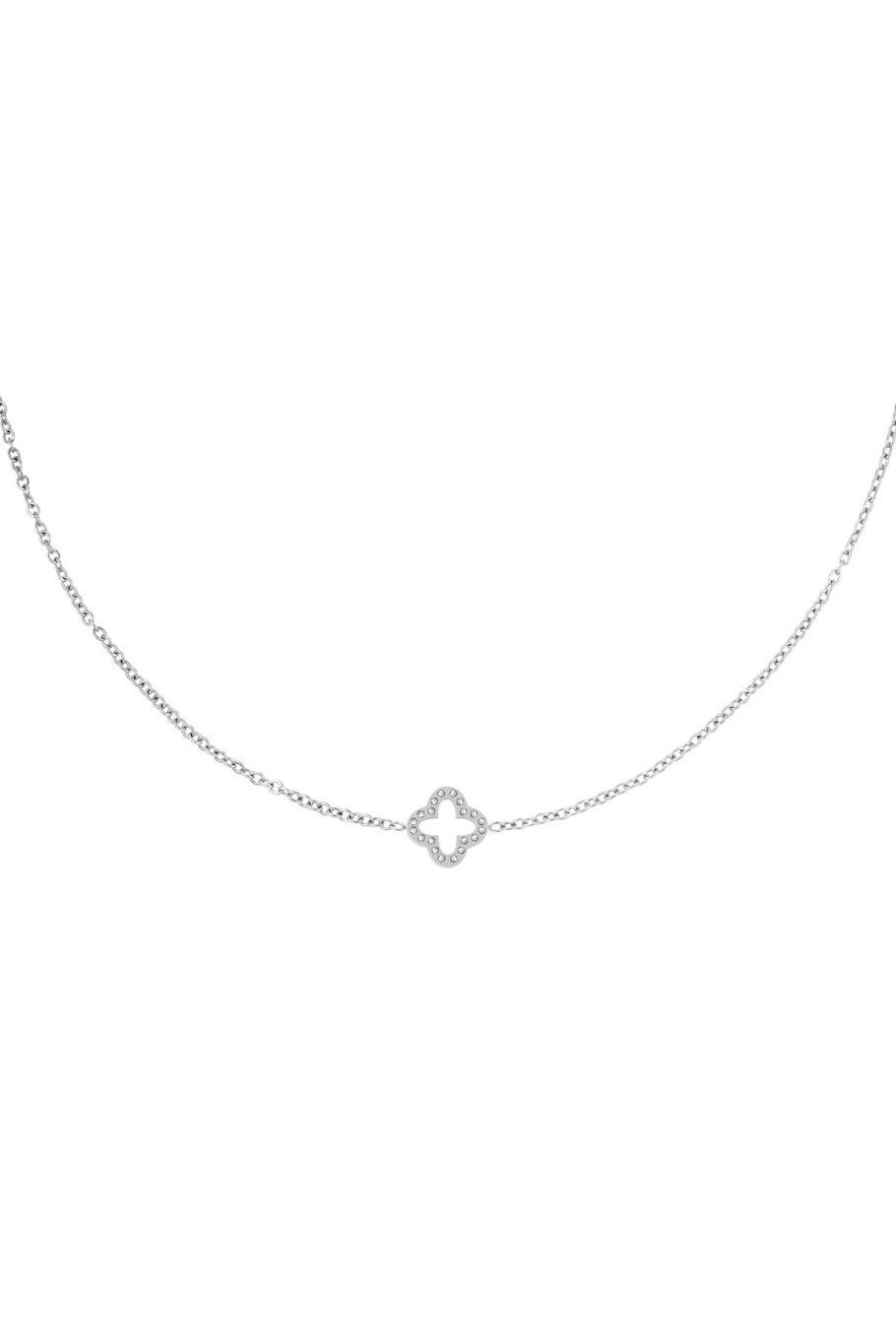 Klaver diamand ketting (zilver)