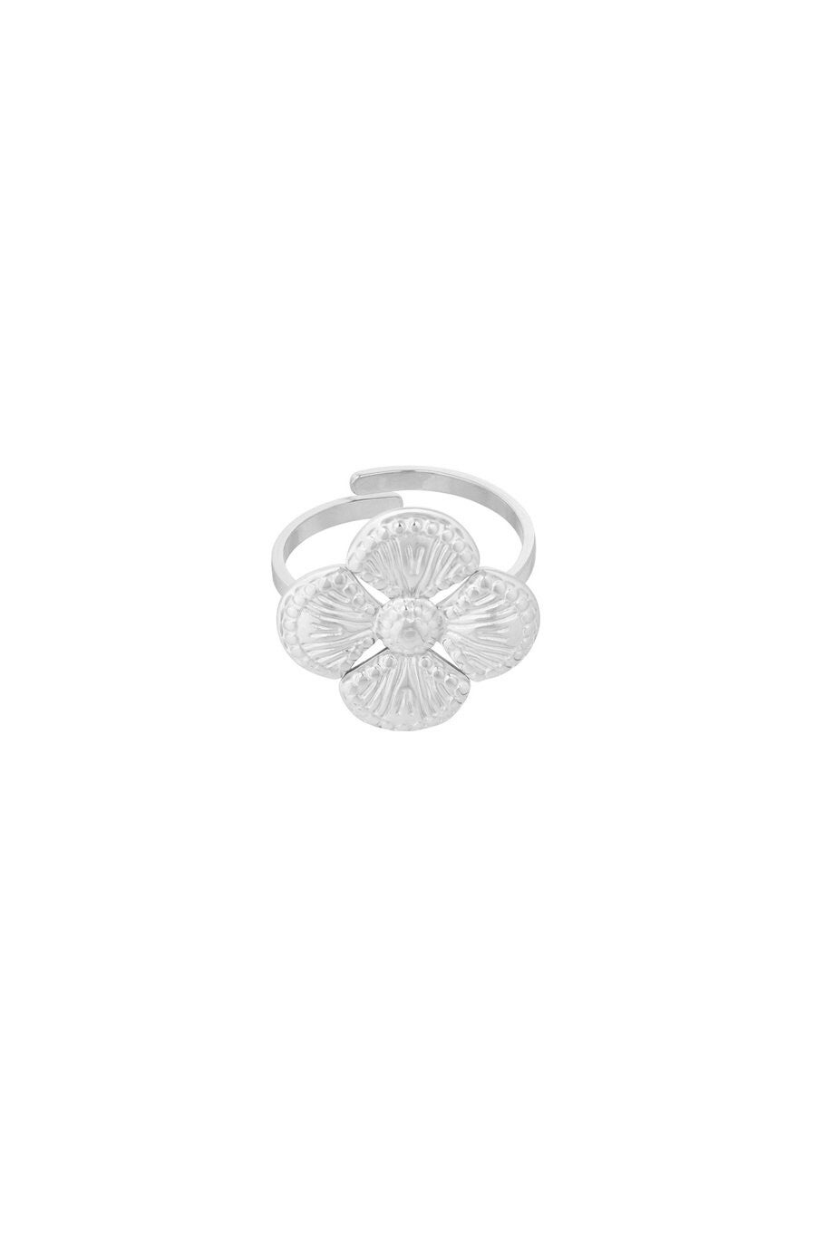Luxe klaver ring (zilver)
