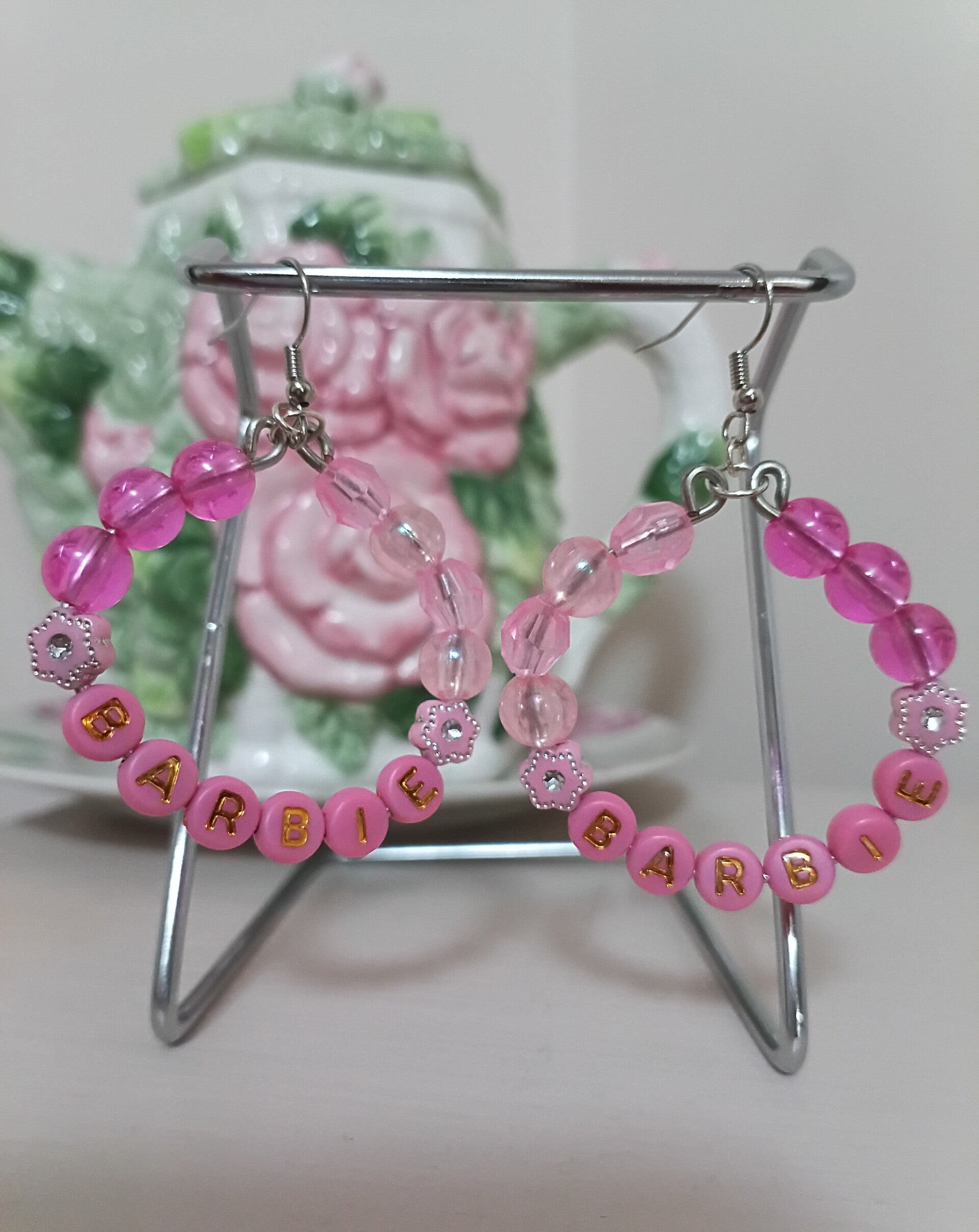 Barbie Beaded Hoop Earrings