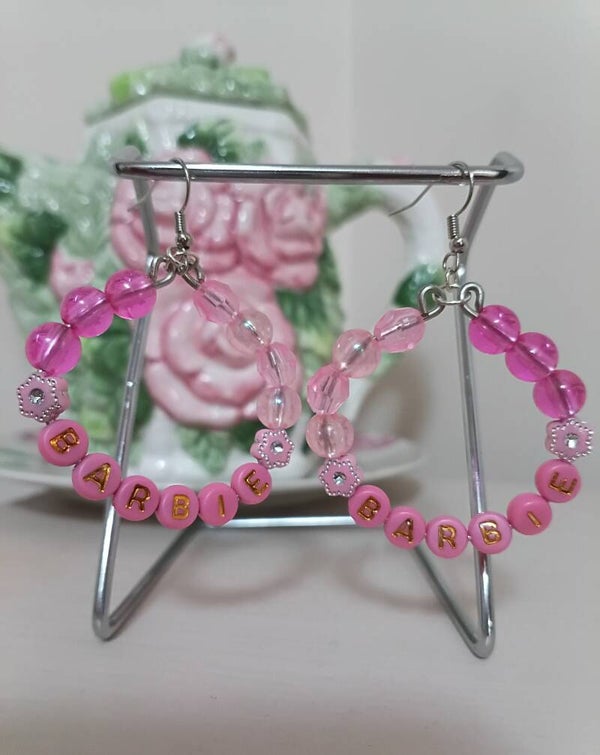 Barbie Beaded Hoop Earrings