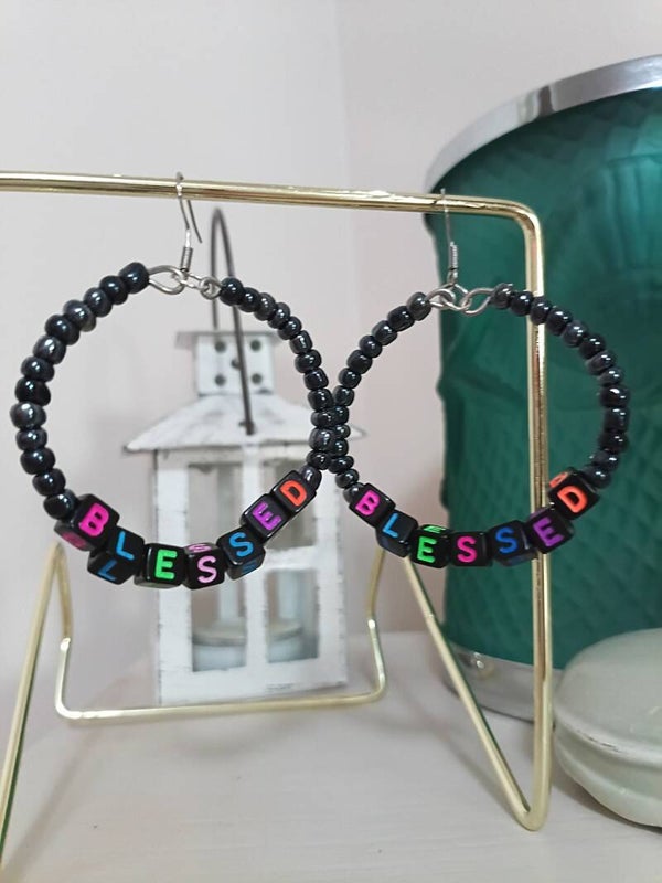 Blessed Beaded Hoop Earrings