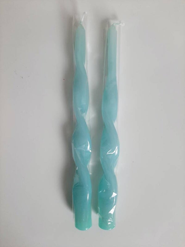 Ravie gedraaide kaars blauw 2 stuks