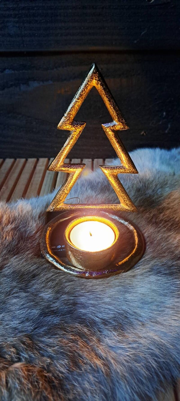 Waxine houder kerstboom goud