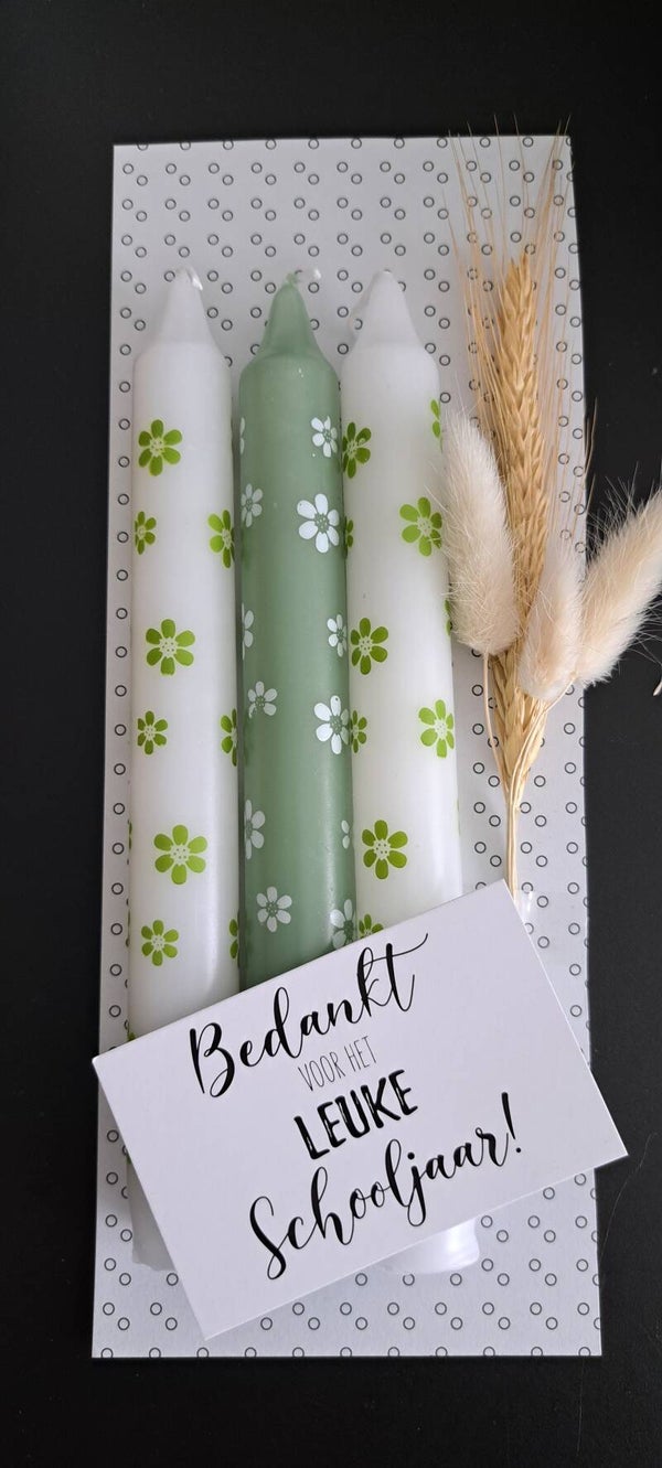 Dinerkaarsen set groen