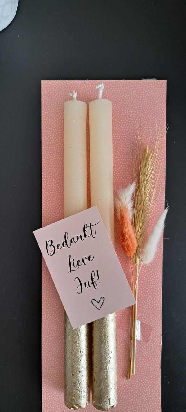 Dinerkaarsen set creme/goud