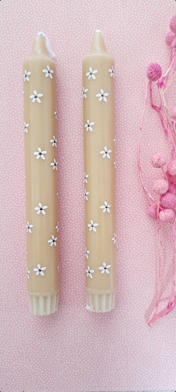 Diner kaarsen flowers caramel