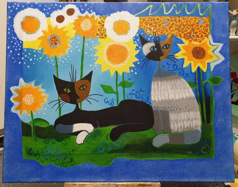 Rosina Wachtmeister acrylic painting cats acrylverf schilderij katten