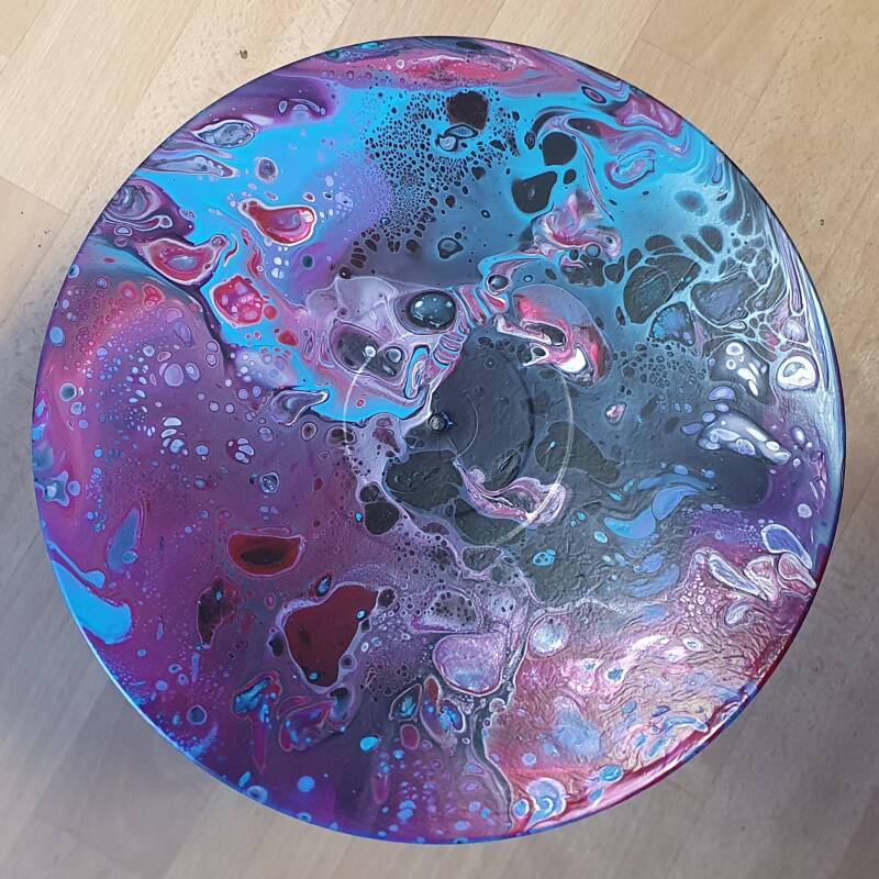 acrylgieting op LP acrylic pouring on vinyl record flip cup dirty pour