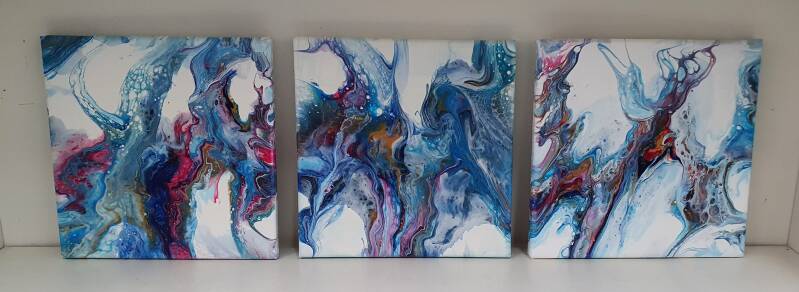 acrylgieting drieluik acrylic pouring dirty pour flip cup