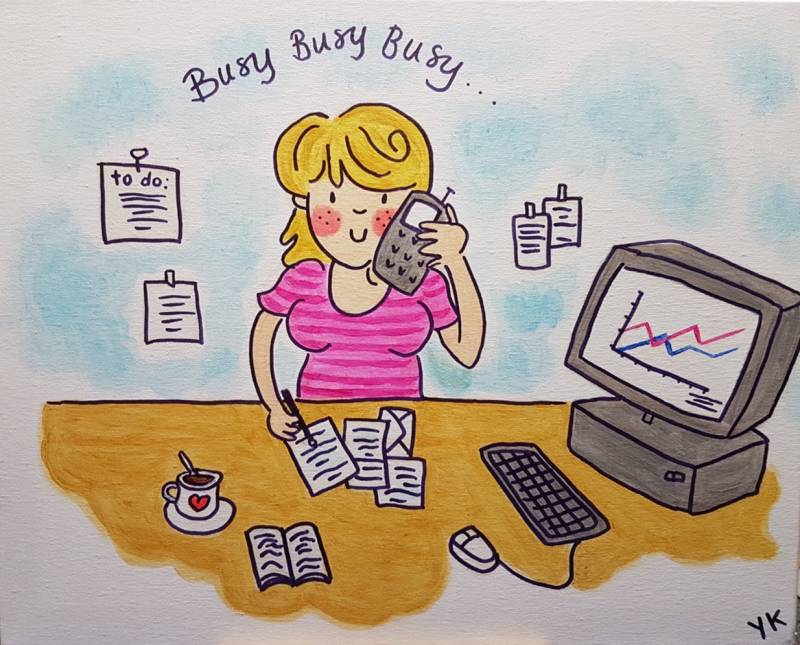 Blond amsterdam acrylverf schilderij acrylic painting busy busy