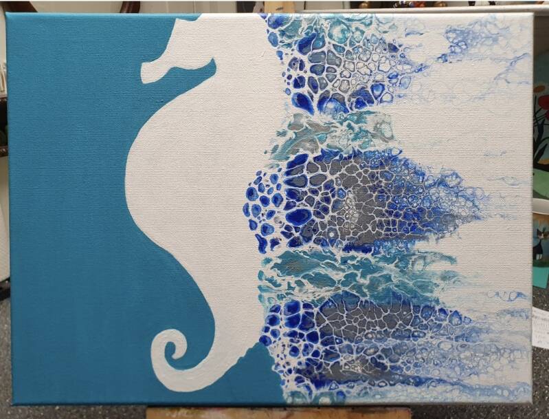 acrylgieting zeepaardje acrylic pouring swipe