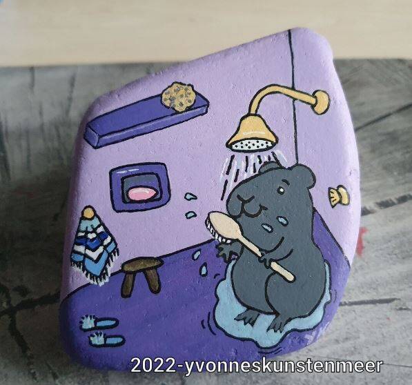 Rock painting acrylic painting stenen schilderen acrylverf  skinnypigs yvonneskunstenmeer