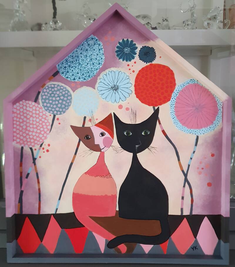Rosina Wachtmeister acrylic painting cats acrylverf schilderij katten