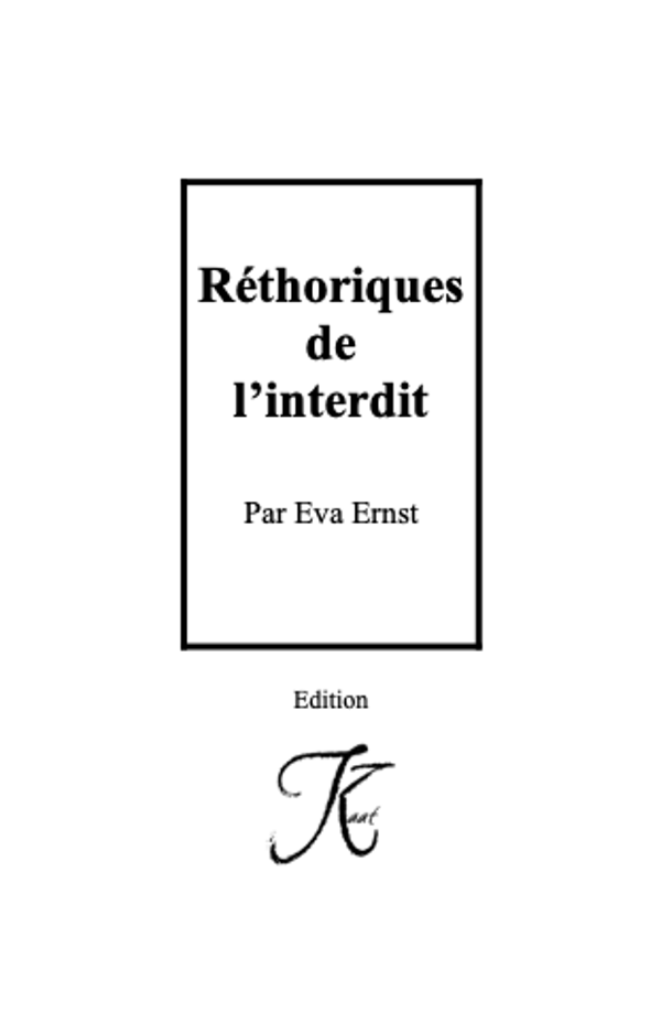 "Réthoriques de l'interdit"