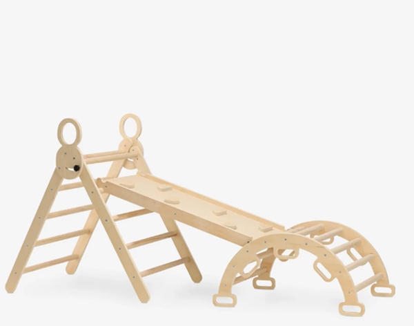Estructura de escalada XXL de lujo - Triángulo plegable + Arco de escalada + Rampa con tobogán