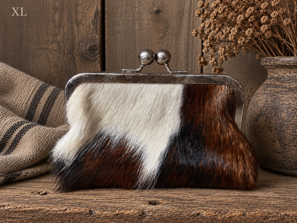 Beugel portemonnee Bruin-wit XL