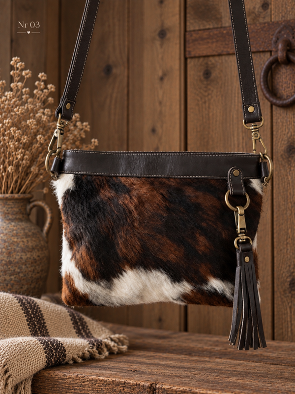 Koeienhuid Crossbody Schoudertas driekleur Nr 3