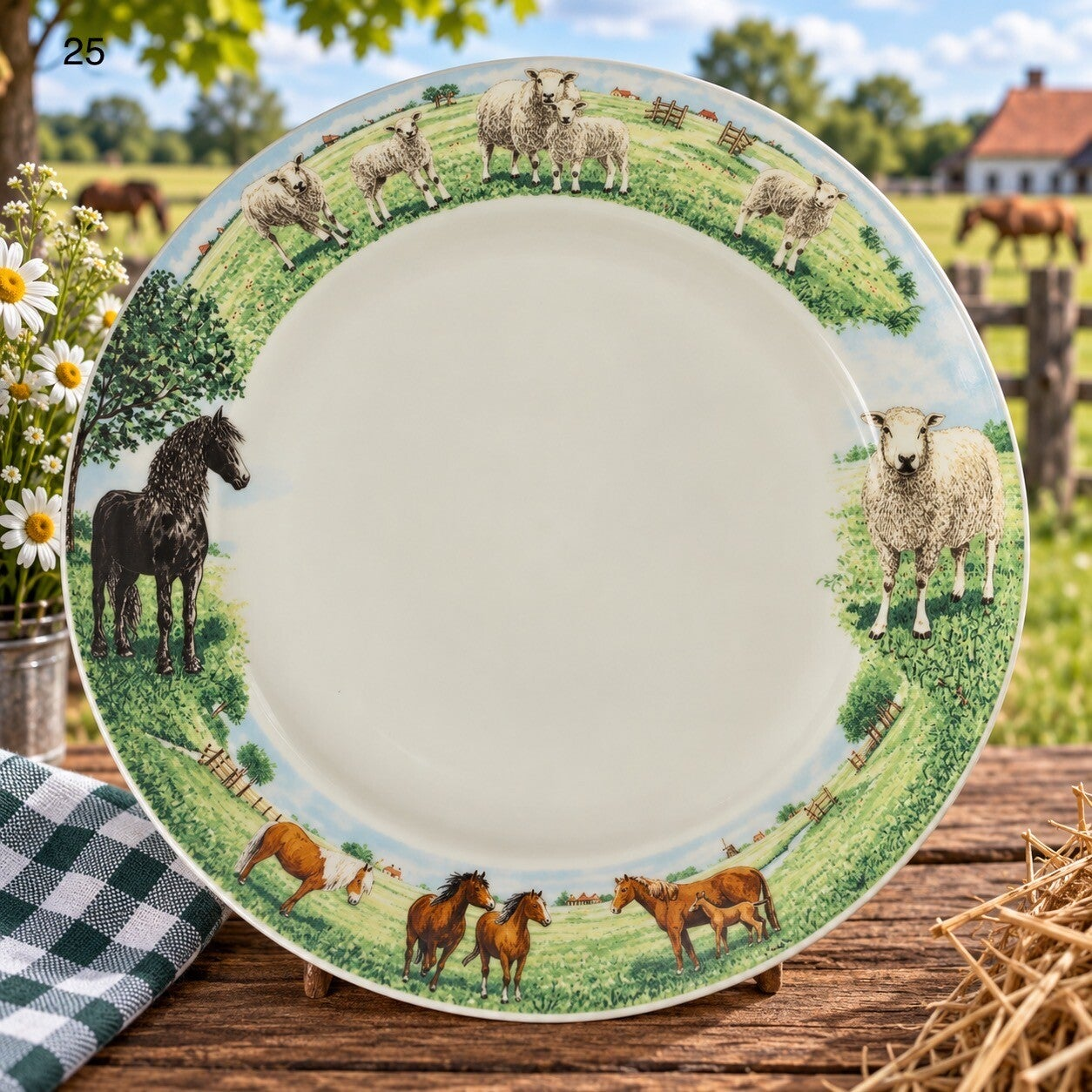 Bord Paard-Schaap 25 cm