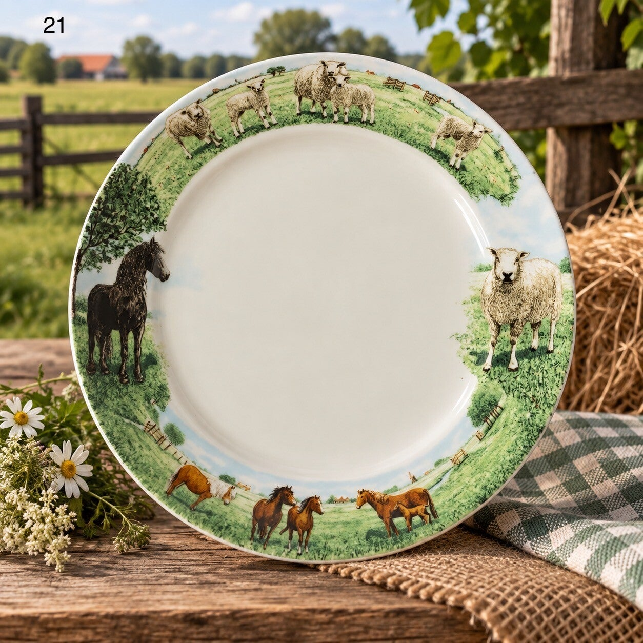 Bord Paard-Schaap 21 cm
