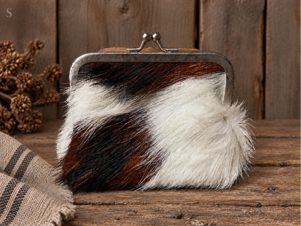 Beugel portemonnee Bruin-wit S