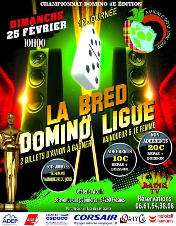 Tournoi de Domino "BRED DOMINO LEAGUE" : Dimanche 25 février 2024 (Copie)