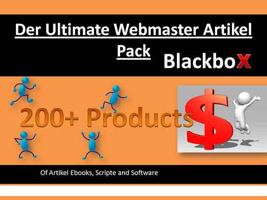 Ultimate Webmaster Artikel Pack 200+ Produkte/ Ebooks/ Software Blackbox MMR
