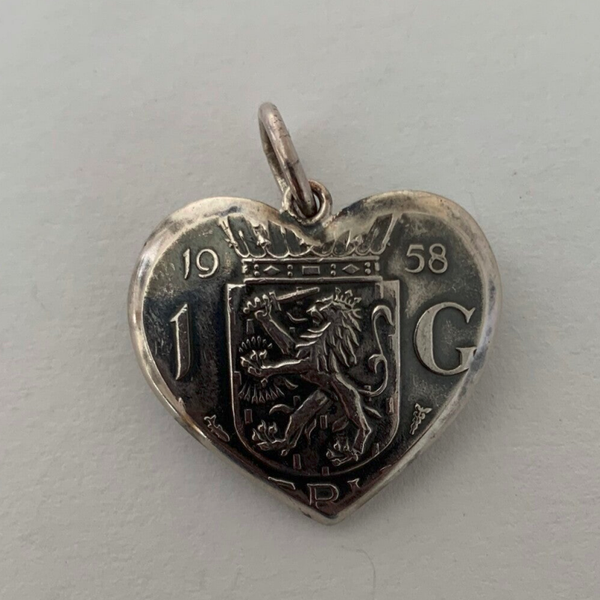 L2 - Zilveren gulden hart met vintage look