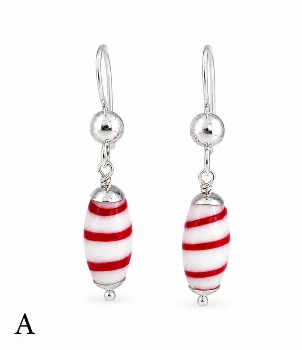Y2 - oorbellen met rood/ witte kromantikralen