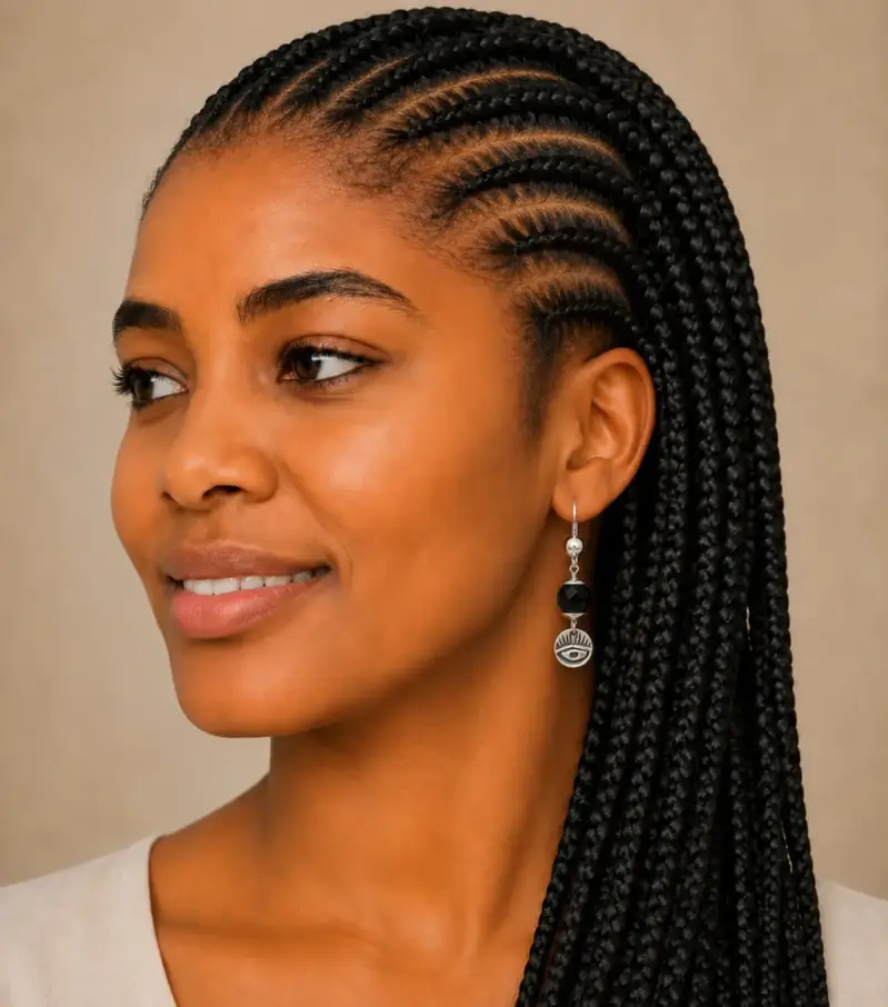 Box en braids - zilveren oorbellen met ogri-ai en muntje