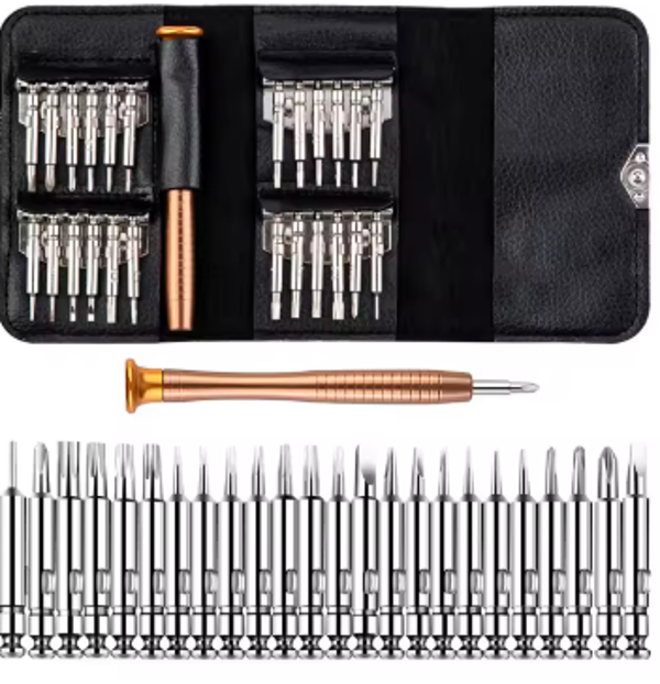 WOZOBUY Reparatiegereedschapset Deze magnetische schroevendraaierset is perfect voor de reparatie van elektronica, waaronder telefoons en pc's. De set bevat diverse Torx en Phillips bits en een handige driver voor al je precisieklussen.