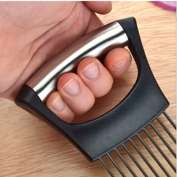 1 st roestvrijstalen uiensnijder houder, multifunctionele vleesvermalsers, groente aardappel tomaat citroen snijgereedschap, volledige grip ha