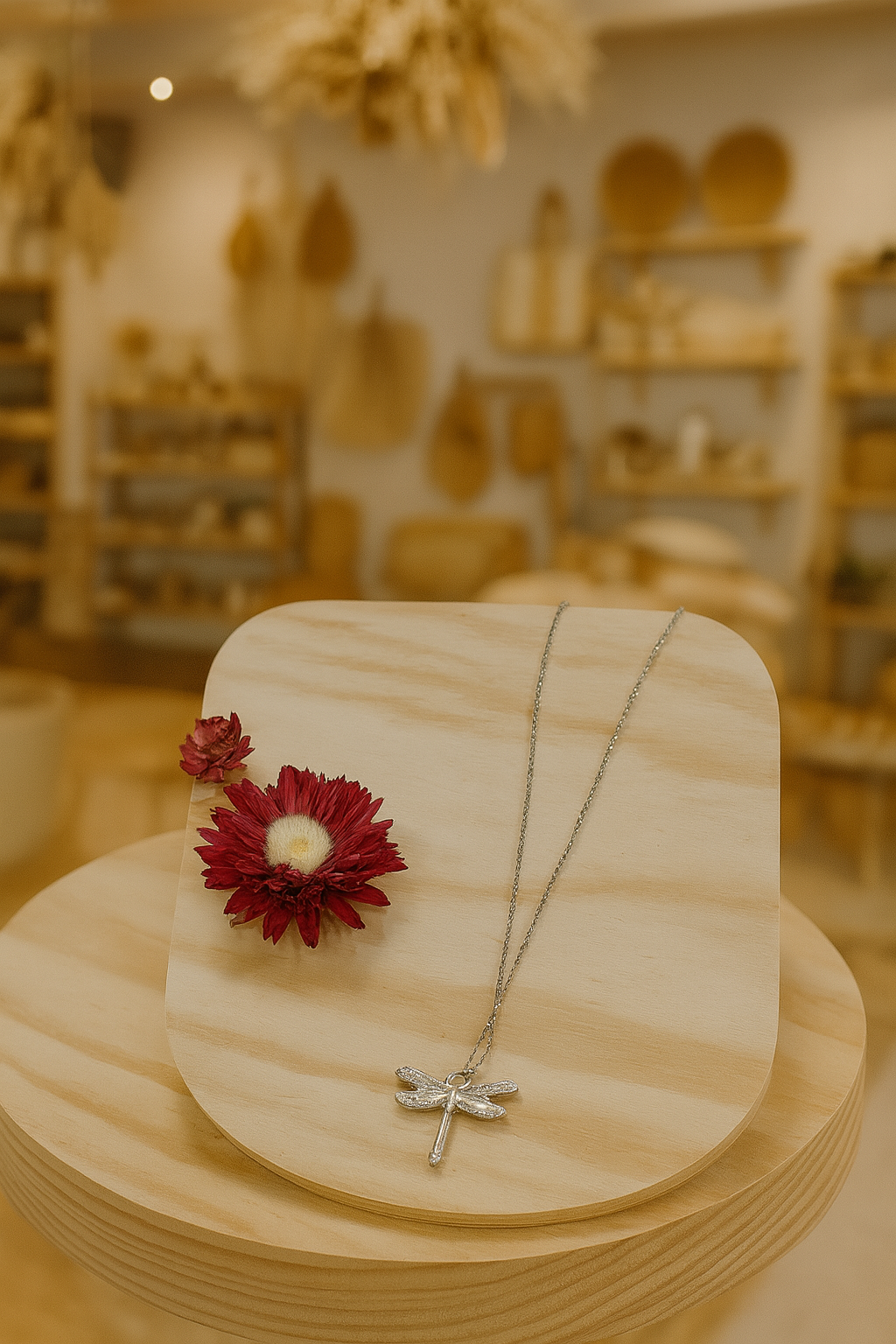 Collar libélula plateada