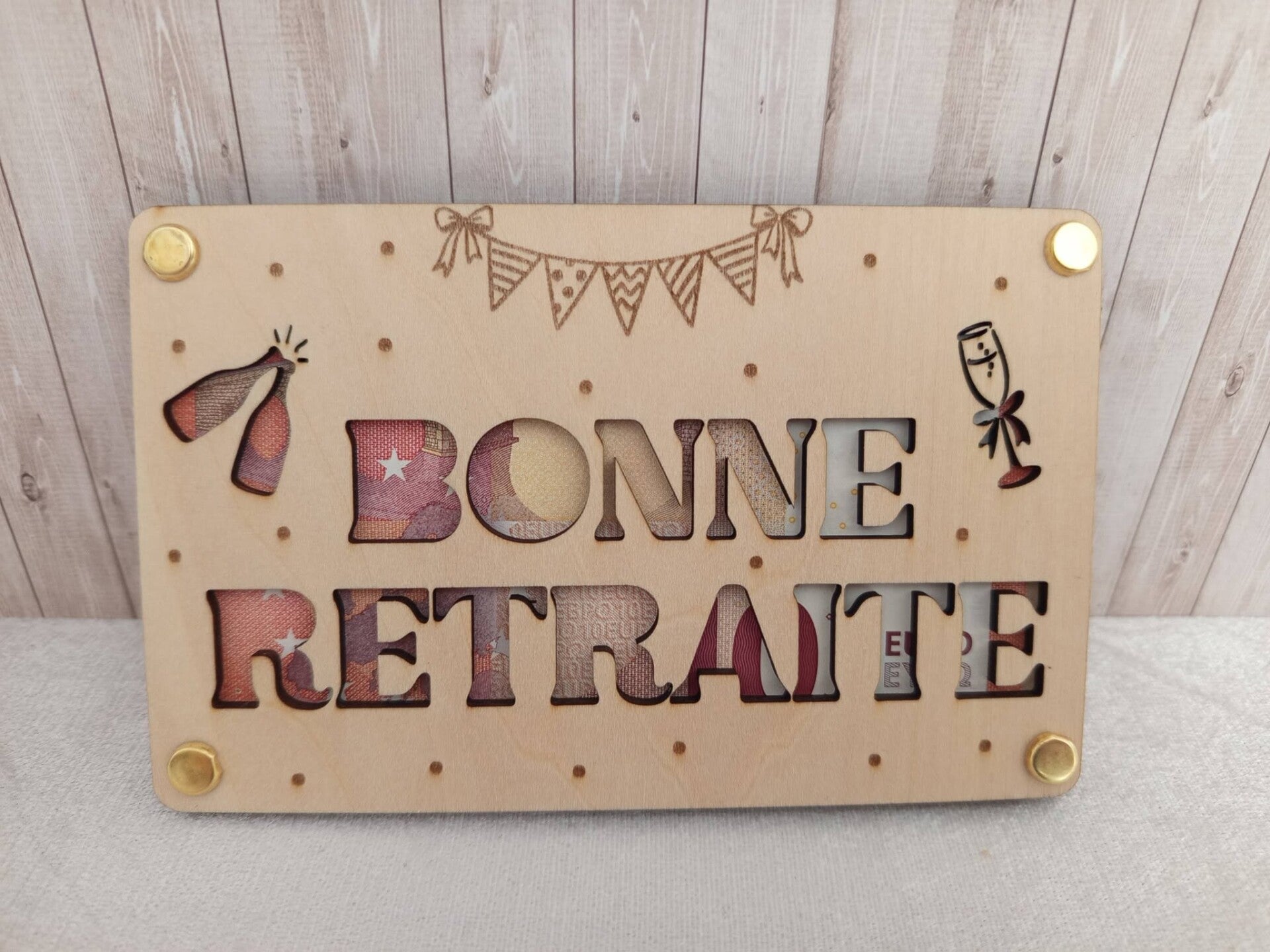 Carte en bois Bonne retraite