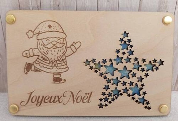 Carte en bois Joyeux Noël