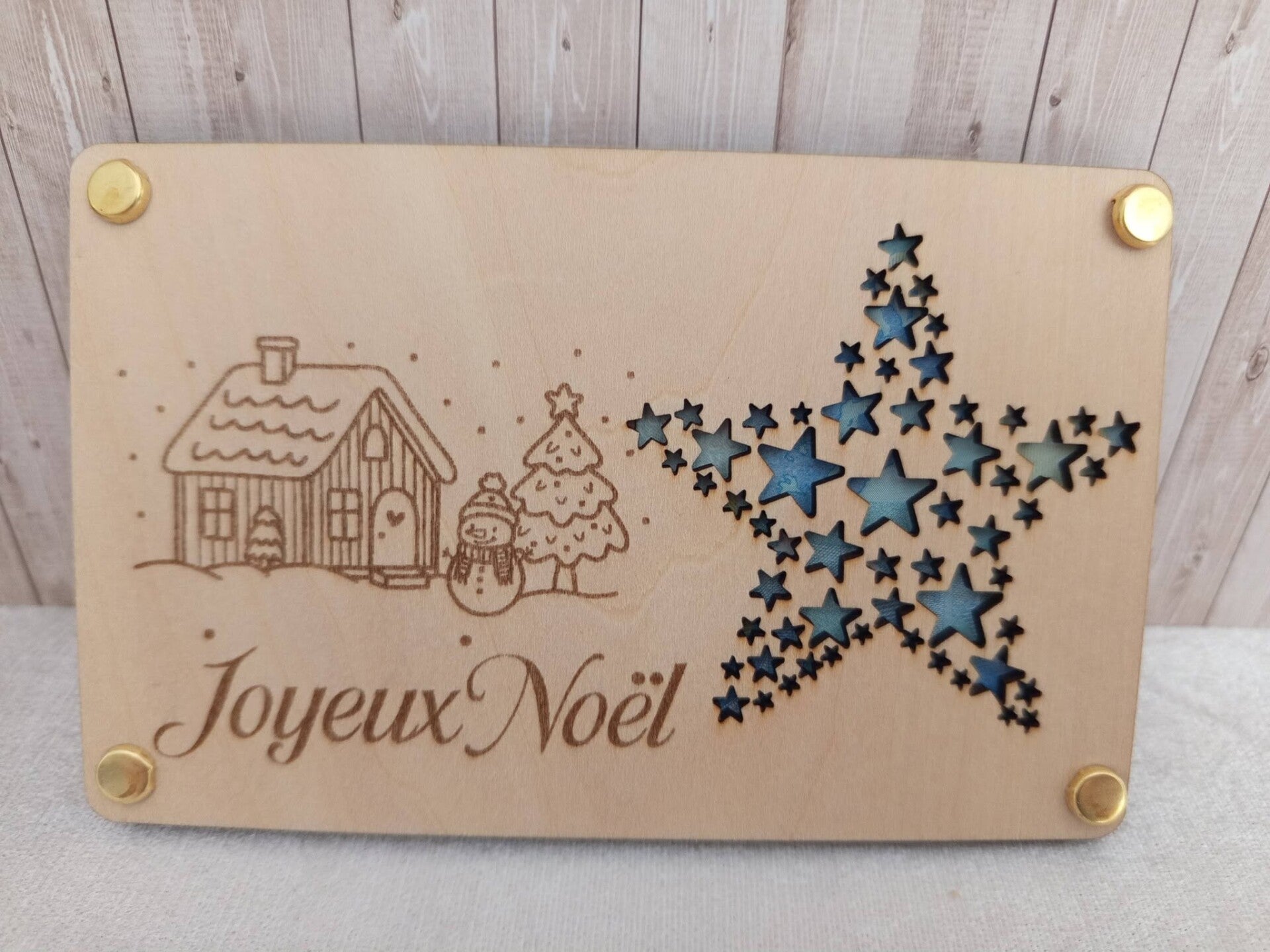 Carte en bois Joyeux Noël