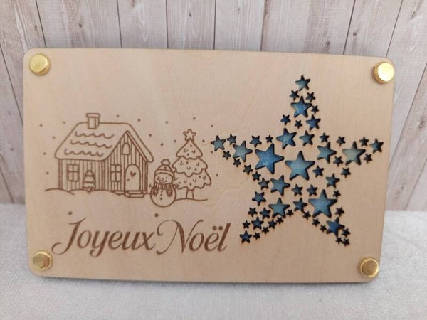 Carte en bois Joyeux Noël