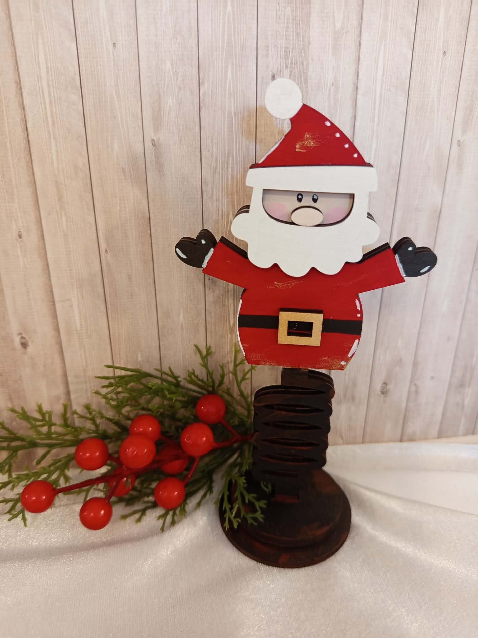 Père Noël en bois ressort