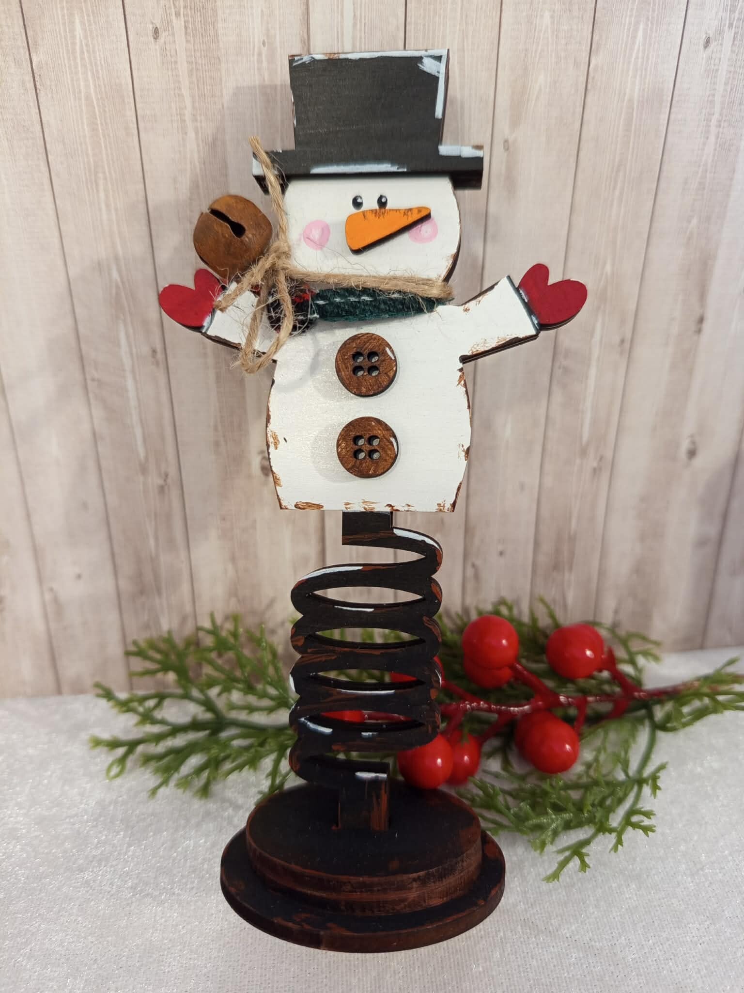 Bonhomme de neige en bois ressort