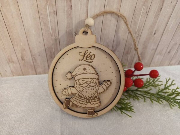 Ornement Père Noël en bois avec gravure