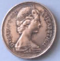 Queen Elizabeth II, DG Regina, 1981 , one new penny, Dia 2.03 th 0.15 cm